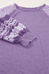 Contrast Print Striped Raglan Crew Neck Loose Long Sleeve Top